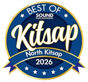 Best of North Kitsap 2026 winner badge - Best Architect Jay Volz and Best Interior Designer Michele Doyle, Bluefoot Architecture & Design